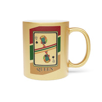 Load image into Gallery viewer, Queen Of Spades African Stripes Design Metallic 11 oz Mug (Silver / Gold)
