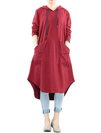 Load image into Gallery viewer, Mordenmiss Women&#39;s Sweatshirt Tunic Dresses Long Sleeve Casual Oversized Long Hoodie Pullovers(Burgundy,M)
