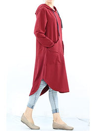 Load image into Gallery viewer, Mordenmiss Women&#39;s Sweatshirt Tunic Dresses Long Sleeve Casual Oversized Long Hoodie Pullovers(Burgundy,M)
