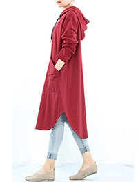 Load image into Gallery viewer, Mordenmiss Women&#39;s Sweatshirt Tunic Dresses Long Sleeve Casual Oversized Long Hoodie Pullovers(Burgundy,M)
