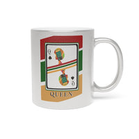 Load image into Gallery viewer, Queen Of Spades African Stripes Design Metallic 11 oz Mug (Silver / Gold)
