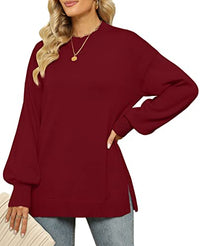 Load image into Gallery viewer, XIEERDUO Womens Sweaters Fall 2022 Christmas Sweaters for Women Side Slit Wine XXL
