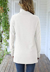 Load image into Gallery viewer, HWOKEFEIYU Women&#39;s Fall Casual Turtleneck Long Sleeve Side Split Knit Pullover Sweater(White,Small)
