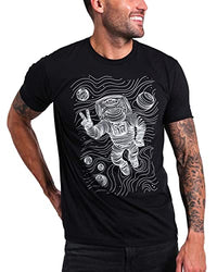 Load image into Gallery viewer, INTO THE AM Space Waves Glow in The Dark Mens Graphic Tee - Cool Novelty Design Crewneck T Shirts for Guys (Black, Small)
