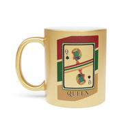 Load image into Gallery viewer, Queen Of Spades African Stripes Design Metallic 11 oz Mug (Silver / Gold)
